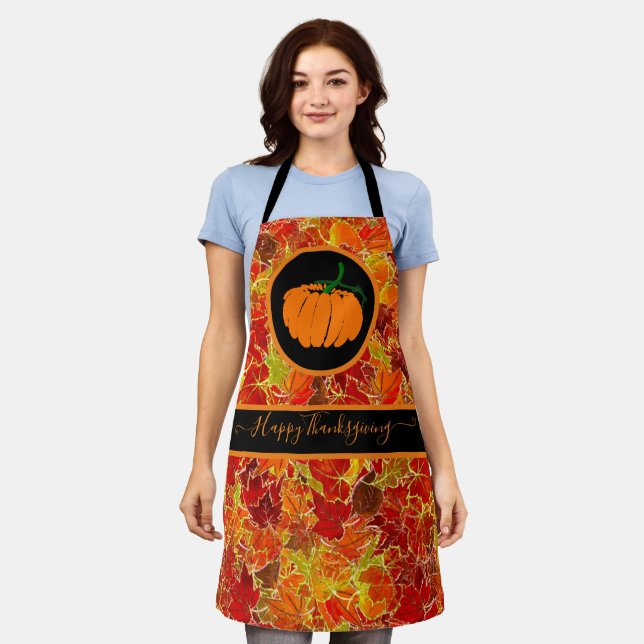 Delantal ¡Feliz Día de Acción de Gracias! Hojas Purpurinoso (Gastado)