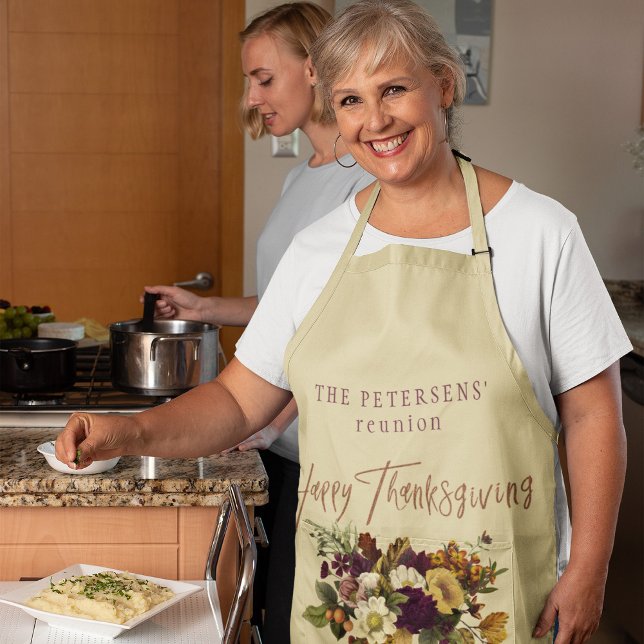 Delantal Feliz Día de Acción de Gracias otoño floral nombre (Subido por el creador)