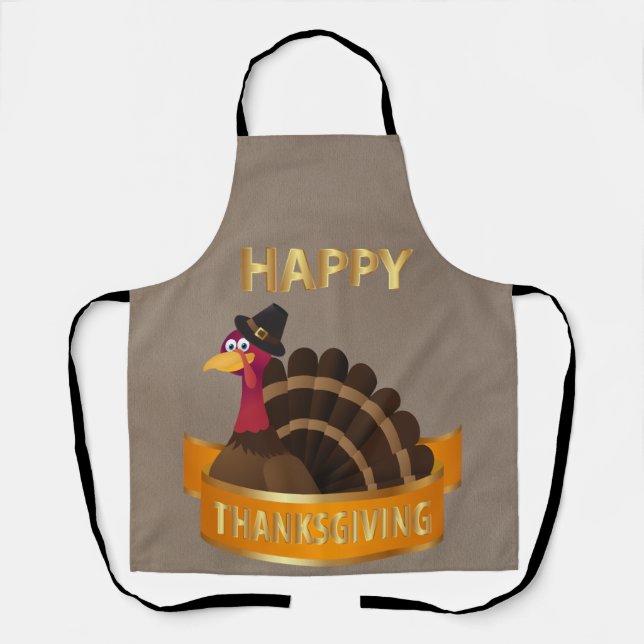 Delantal Feliz Día de Acción de Gracias Turquía Apron (Anverso)