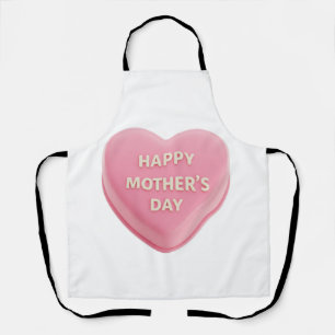 Delantal Feliz Día de la Madre Pastel de Corazón Rosa Apron
