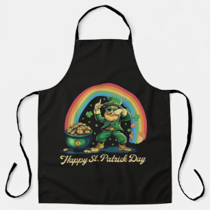 Delantal Feliz día de San Patricio Leprechaun divertido