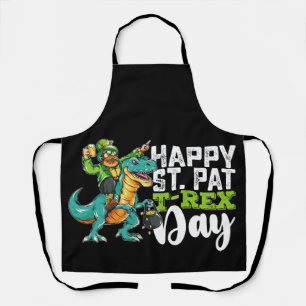 Delantal Feliz Día de San Patricio, Pat T Rex Dinosaur
