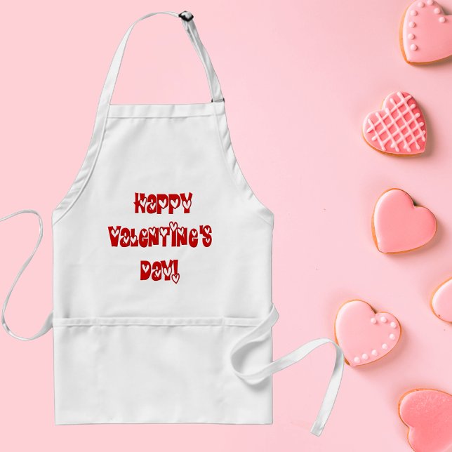 Delantal Feliz Día de San Valentín con corazones (Happy Valentine's Day with Hearts Adult Apron)