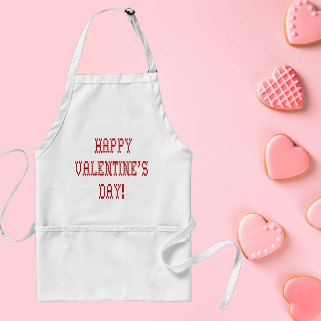 Delantal Feliz Día de San Valentín, pequeña fuente de forma (Happy Valentine's Day Tiny Heart Shaped Font Adult Apron)