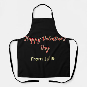 Delantal Feliz día de San Valentín rojo negro de nombre ele