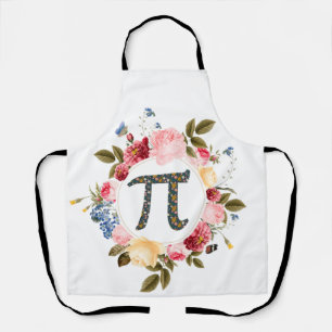 Delantal  Feliz Día del Pi Gracioso y bellas flores para la