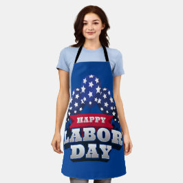 Delantal Feliz Día del Trabajo Estrellas Rojas Blancas Azul