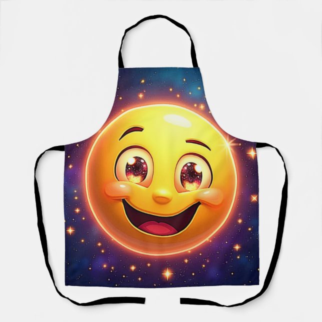 Delantal Feliz Emoji de ojos cósmicos (Anverso)