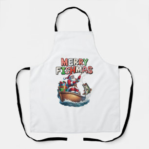 Delantal Feliz Fishmas Santa Amantes de la Pesca Divertido 