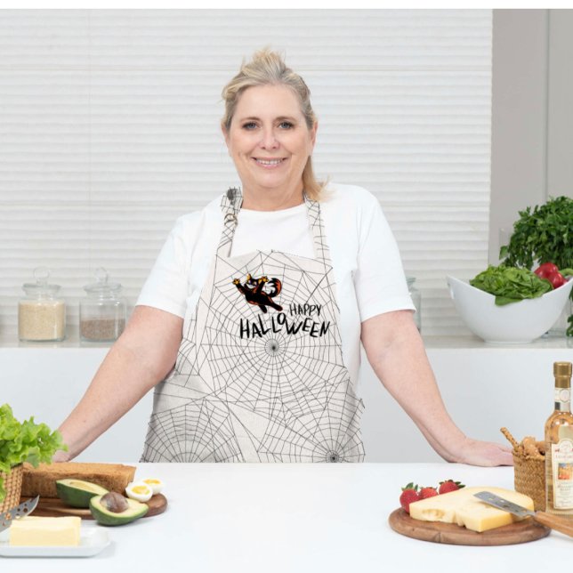 Delantal Feliz Gato Negro de Halloween | Unisex | Trendy (Subido por el creador)