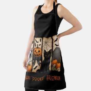 Delantal Feliz Gato Negro Fantasma De Halloween