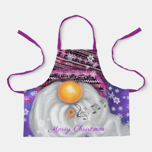 Delantal Feliz Gnome en Apran, Navidades Gorras Púrpura