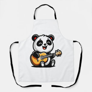 Delantal Feliz Guitarista Panda - Diseño Cuto De Música Acú