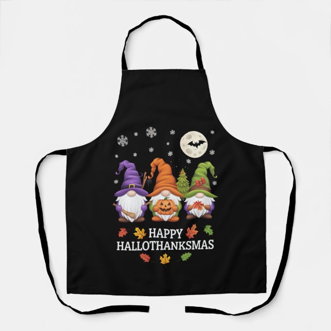 Delantal Feliz Hallothanksmas Gnomes Feliz Navidad en Hallo (Anverso)