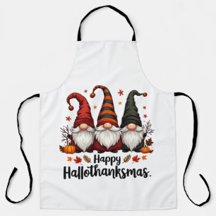 Delantal Feliz Hallothanksmas Halloween Navidad Gnomes
