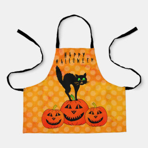 Delantal Feliz Halloween Black Cat Jack o Lantern