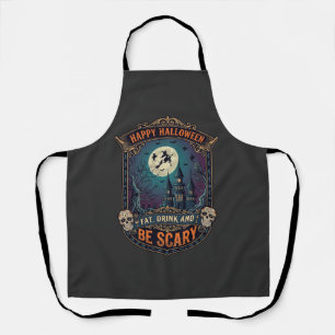 Delantal Feliz Halloween Bruja Castillo Calaveras Gordo Beb