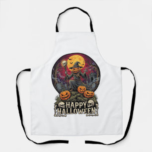 Delantal Feliz Halloween Calabaza Brujo Cementerio Luna Lle