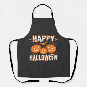 Delantal Feliz Halloween Calabaza Murciélago Vector