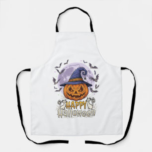 Delantal Feliz Halloween Calabaza Sombrero de Bruja Murciél