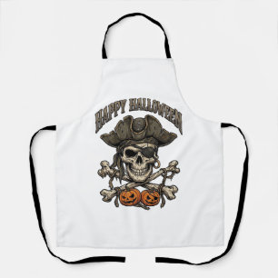 Delantal Feliz Halloween Cráneo de Pirata Huesos Cruzados C
