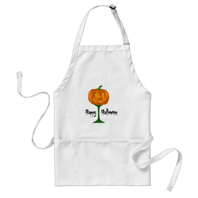 Delantal Feliz Halloween de Vino de Calabaza de Hallowine (Frente)