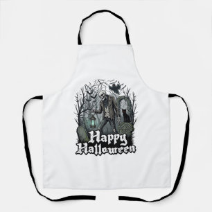 Delantal Feliz Halloween Esqueleto Linterna Gato Negro Ceme