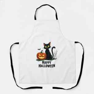 Delantal Feliz Halloween Gato Negro Rescate Camiseta Calaba