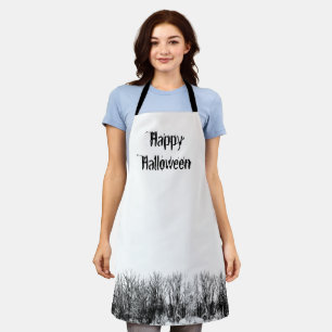 Delantal Feliz Halloween Hauned Woods Black White