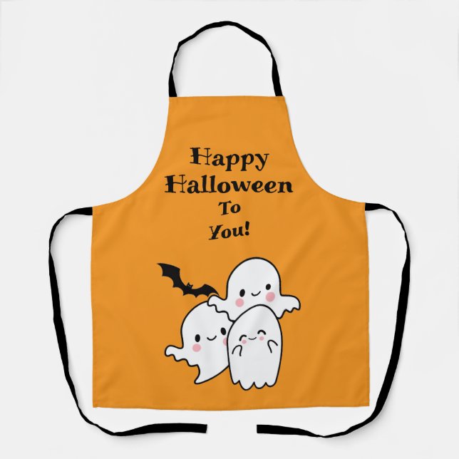 Delantal Feliz Halloween puede ser personalizado (Anverso)