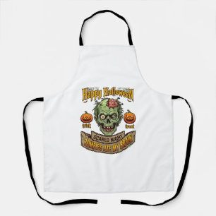 Delantal Feliz Halloween Zombies Comieron Cerebro Cabeza de