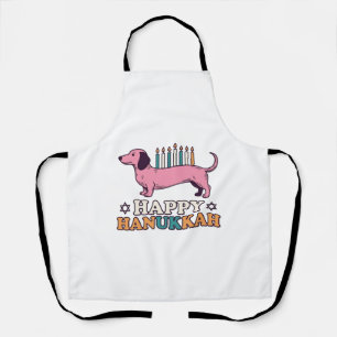 Delantal Feliz Hanukkah Dachshund Menorah Diseño de Camiset