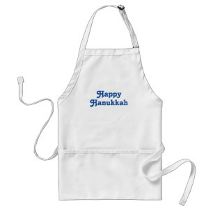 Delantal "Feliz Hanukkah" fiesta azul de feriado blanco