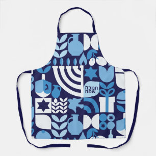 Delantal Feliz Hanukkah Menorah Hebreo Moderno y Apron de E