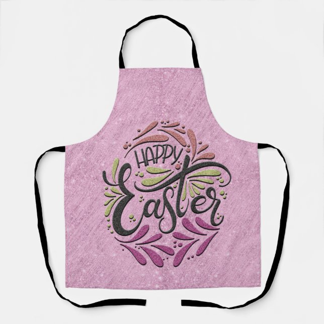 Delantal Feliz Huevo de Pascua Purpurinoso Lilac Baking Apr (Anverso)