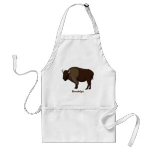 Delantal Feliz ilustracion de búfalo de bisonte americano