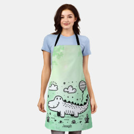 Delantal Feliz lagarto con globo - Arte de guardería