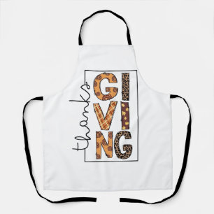 Delantal Feliz leopardo de Acción de Gracias, imprimió Turq