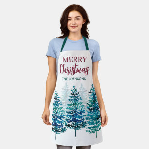 Delantal Feliz Navidad Árboles forestales modernos Mujeres