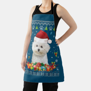Delantal Feliz Navidad Bichons Frise Dog Ugly Sweater