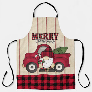 Delantal Feliz Navidad Buffalo Plaid Gnome Apron