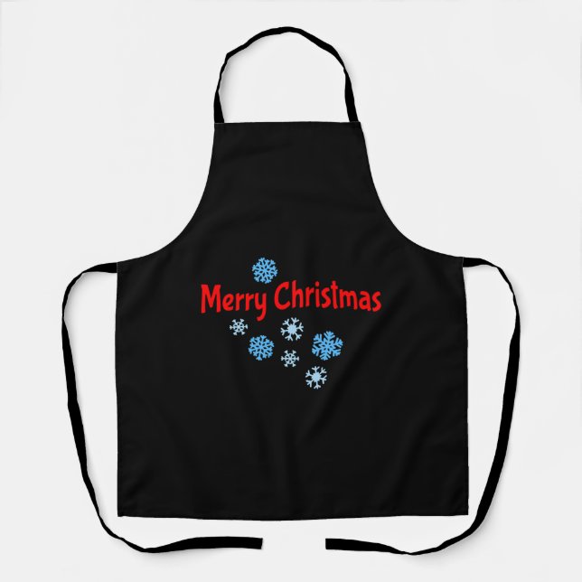 Delantal Feliz Navidad con copas de nieve (Anverso)