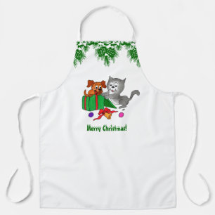 Delantal Feliz Navidad con gato y pipa