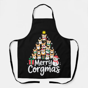 Delantal Feliz Navidad Corgi Perro Árbol Muñeco de Nieve