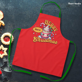 Delantal Feliz Navidad Cute Hot Chocolate Mug Family