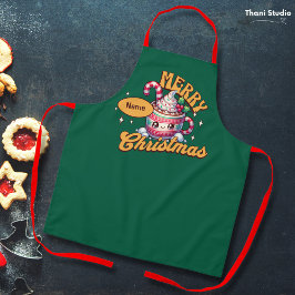 Delantal Feliz Navidad Cute Hot Chocolate Mug Family