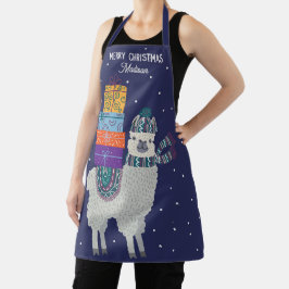 Delantal Feliz Navidad Cute Llama Navidad Regalos Invierno