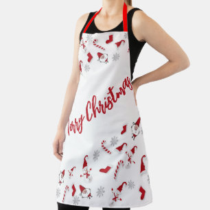 Delantal Feliz Navidad Elves, Candy Canes, hombres de nieve