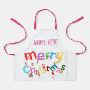 Delantal Feliz Navidad Elves y Apron reno