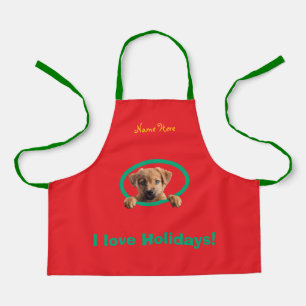 Delantal Feliz Navidad Familia-amoroso Cachorro Má